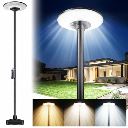 102-Inch Outdoor Solar Lamp Post Light with Auto Motion Sensor Dusk-to-Dawn