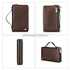 CONTACTS Pochette de voyage en cuir pour homme - 2 fermetures éclair - Grande capacité - Pochette pour passeport - Organiseur de cartes de visite - Sac à main avec sangle #2