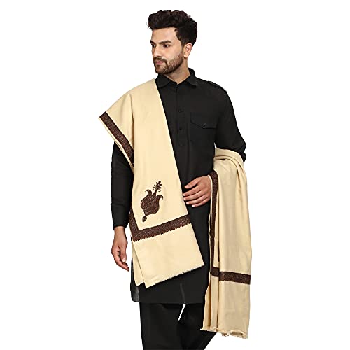 Image of SWI WITH LABEL Men's Kashmiri Embroidered Wool Shawl