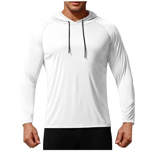 Men's UPF 50+ Workout Shirts, Long Sleeve UV Sun Protection Hoodie, Hiking Running Swim Athletic Rash Guard Shirt