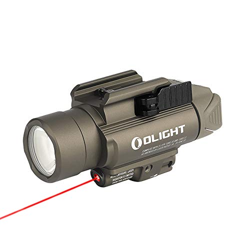 OLIGHT Baldr RL Desert Tan 1120 Lumens 240 Meters Light Distance Tactical Rail-Mounted Weaponlight with Red Light and White LED, Powered by 2 x CR123A Batteries