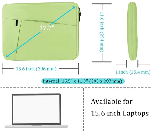 Image of Laptop Sleeve 15.6 inch, Shockproof Protective Computer Carrying Cover with Front Pocket, Briefcase Handbags Laptop Case for 15.6 inch HP, Dell, Acer, Asus, Notebook, Light Green