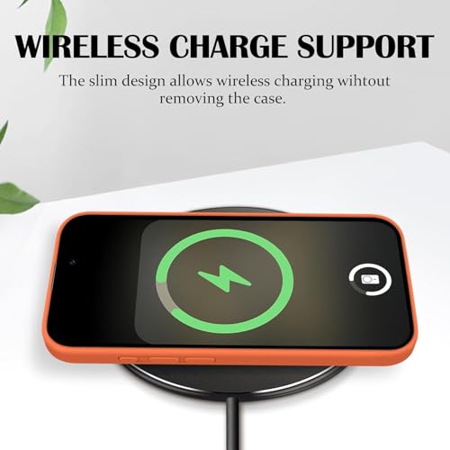 Image of DIZORO Compatible with iPhone 17 Case 6.3, Slim Liquid Silicone 3 Layers Full Covered Soft Gel Rubber Phone Cases Protective Back Cover 6.3 Inch - Cosmic Orange
