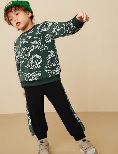 Image of Toddler Boys Dinosaur Sweatshirt and Jogger Pants Outfit Set, Ages 2-10