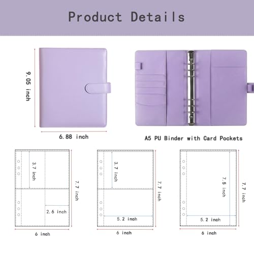 Image of Sticker Binder Organizer with Storage Sleeves,Reusable Stickers Collecting Book Album Holder, A5 Blank Sticker Container Organizer-Purple
