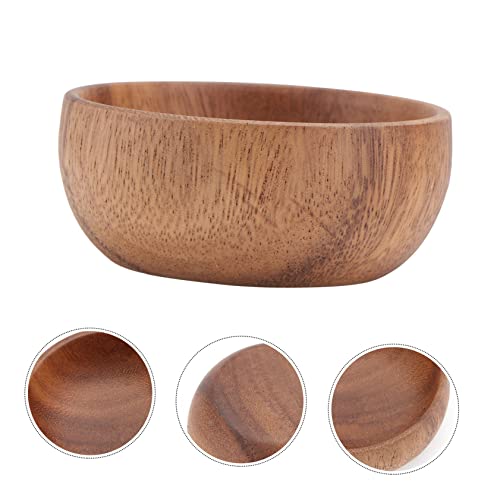 Hemoton Salad Bowl 1Pc Acacia Fruit Trays Candy Containers Mixed Nuts Wooden Decorative Bowl Cereal Bowl Coconut Salad Bowl Salad Plate Wooden Food Dish Kitchen Plate Fruit Tray Key #TOP5