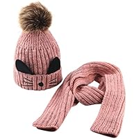 YCBMINGCAN Gorro de aviador para niño pequeño, bufanda para exteriores, sombrero de punto para bebé, ganchillo, gato, gorro de invierno, ropa, traje de peluquería, sombrero para hombre, Rosa., Talla