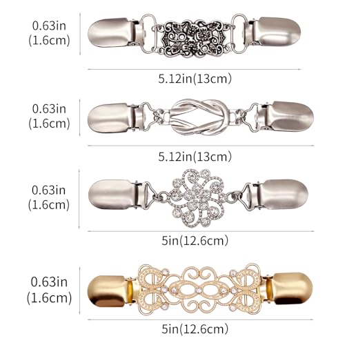 Image of 5pcs Cinch Clips for Women Clothing,Vintage Sweater Clips To Hold Sweater Together, Dress Clips Back Cinch,Waist Cincher Clip,Cardigan Clip, Shawl Clips,Brooches and Pins for Women,5 Styles