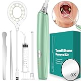 Tonsil Stone Remover Vacuum 2024 Upgraded Electronic,12 in 1 Tonsil Stone Removal Kit，3 Suction Mode Suction Oral lamp, 5X Magnifying Mirror Tonsil Stone Vacuum Water Flosser Tool Syringe