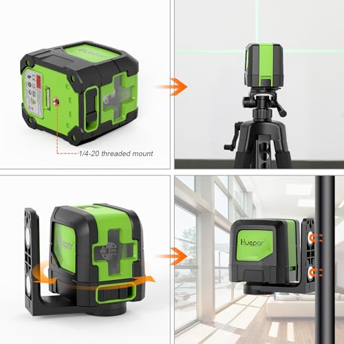 image for Huepar Cross Line Laser Level with Lightweight Tripod, DIY Self-Leveli