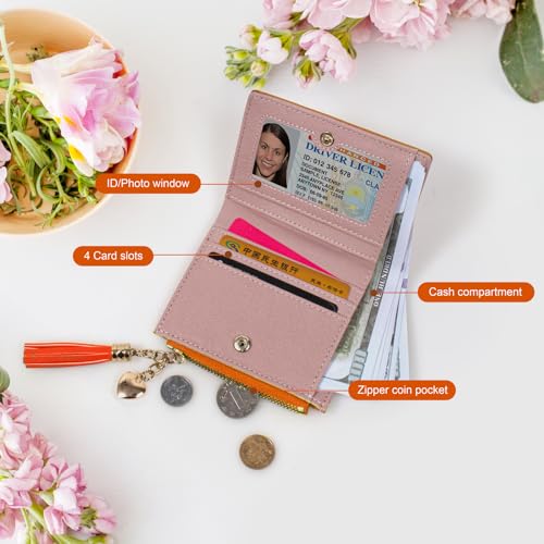 Image of KOTORA Small Wallet RFID Blocking Womens Lady Teenager Girls Personalized Initial Gift Preppy Monogrammed Letter Mini Purse for Travel Credit ID Cards Cash Coin Slot Holder Organizer (Orange)