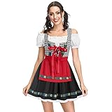 Damen Dirndl Damen Trachtenkleid Elegant A Linien Kleid Trachtenmoden Dirndlkleid Festlich Party Knielang Kurzarm Schleife Dekoration Oktoberfest Damen Dirndl Kleid Trachtenkleid KKH02092-3_00M
