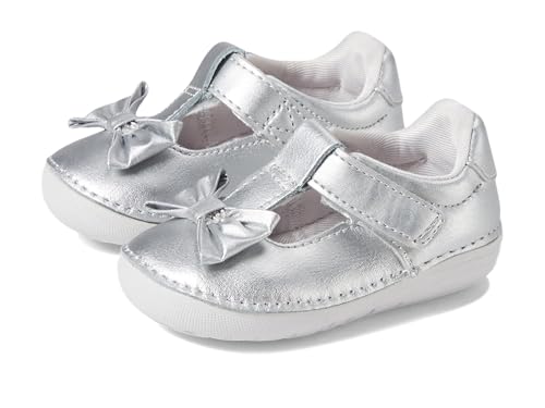 Stride Rite Girls SM Ashtyn Crib Shoe, Silver, 6 Wide Toddler