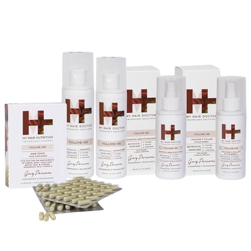 MHD Volume-ISE Collection Sulfate Free Shampoo (250ml) Conditioner (200ml) Hair Growth Spray (150ml) Growth Booster Spray (150ml) & Hair Growth Vitamins (60 Capsules) Hair Care Products Set