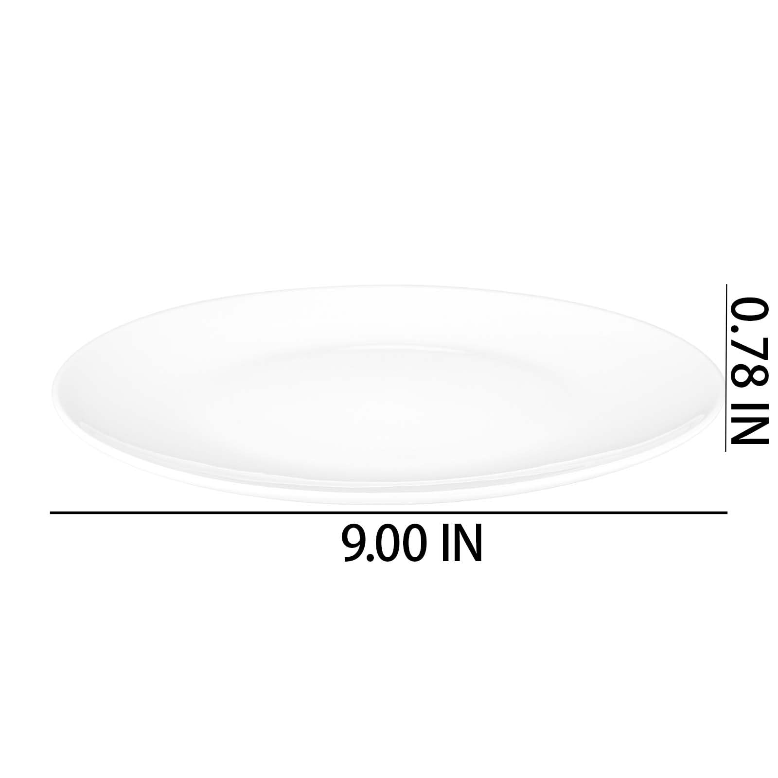 Set di piatti piani bianchi da 22,9 cm, per piccoli pasti, cene, antipasti (4, L)