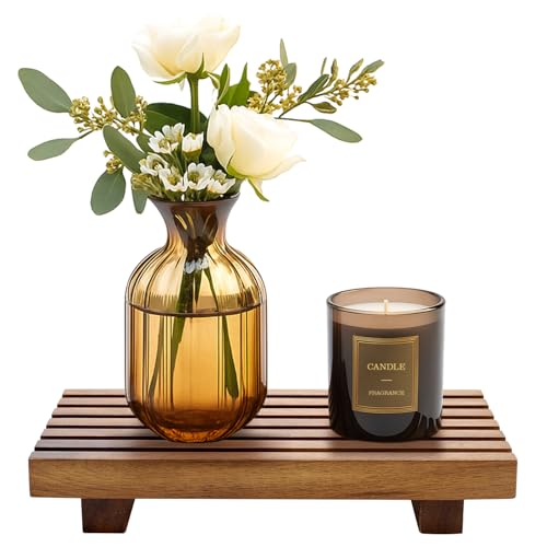 Acacia Wood Riser for Bathroom Sink Tray Kitchen Counter Decor Trays Pedestal Stand Sponge Soap Dish Holder Decorative Wooden Risers for Kitchen Sink Soap Tray Vanity Bathroom Countertop Accessories
