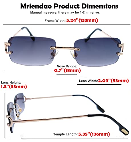 Small Narrow Rimless Sunglasses for Women Men Tiny 90s Frameless Rectangle Tinted Glasses Fashion Shades UV4004