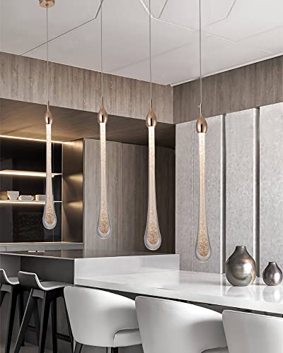 MQW Lustre en cristal petit lustre Plafonnier patch LED Abat-jour en aluminium plaqué or 200cm avec lampe neutre en fil de cuivre lampe suspendue(réglable) (économie d'énergie A++) Cover