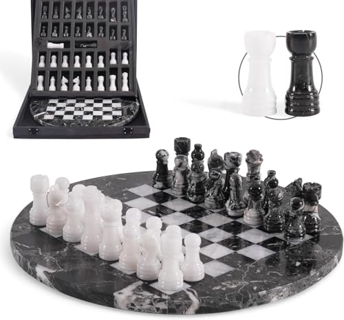Set de Ajedrez de Mármol 12 Pulgadas con Caja de Almacenamiento miniatura 1