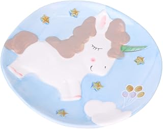 Totority Talheres Infantis Pratos De Jantar Infantis Pratos De Porcelana Pratos De Sobremesa Talheres Infantis Presentes Unicórnio Decoração De Aniversário Azul Infantil Prato De Comida De