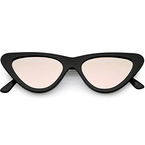 Image of zeroUV Women's Small Thick Neutral Colored Flat Lens Cat Eye Sunglasses 51mm
