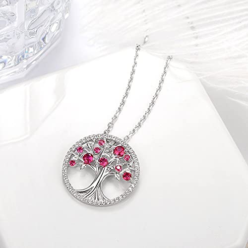 Ruby Necklace For Wife Mom Birthday Gifts Tree Of Life Jewelry For Women Sterling Silver Pendant Necklace #TOP2