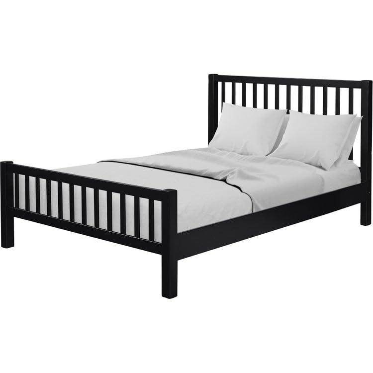 Metal Bed Frame (or Spindle Metal Bed Frame/Platform Bed) Matte Black Steel/Heavy-Duty Metal Frame Vertical Spindle Slat Headboard and Footboard Platform Bed.-image-6