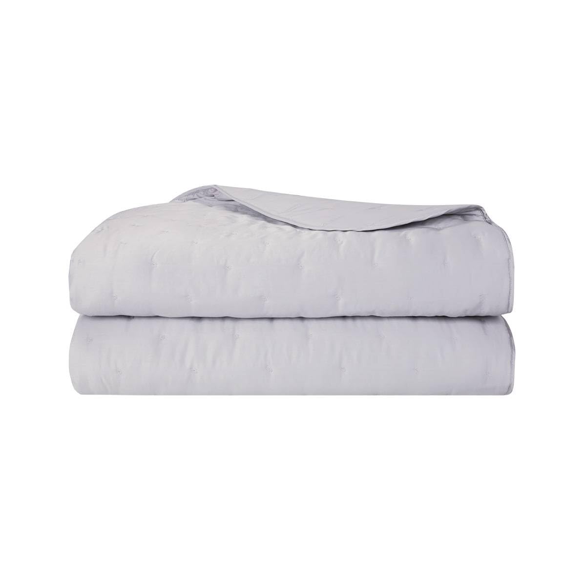Yves Delorme Triomphe Silver (Light Grey) King 112 x 98 in Coverlet - Extra Soft and Warm Luxury Sheets, 100% Natural Organic French Bed Linens - Breathable and Durable