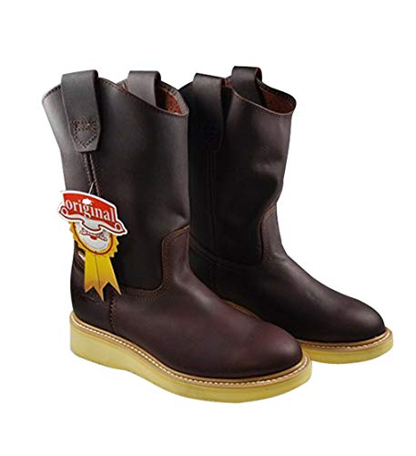 Men's Establo Work Boots Genuine Leather Color Honey Western Cowboy Pull On