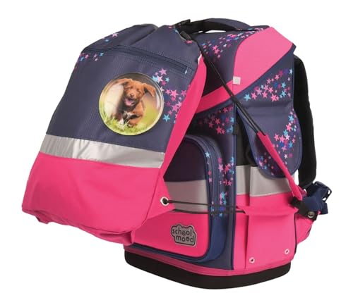 SCHOOL-MOOD - Schulranzen Set Hund, 7-teilig - Timeless Air+ - ergonomischer Schulranzen Jungen & Mädchen - Schultasche für Kinder in der 1. bis 4. Klasse - Leni (Hund)