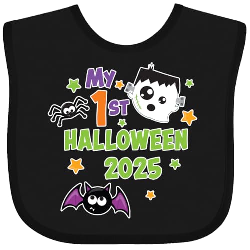 inktastic My First Halloween 2025 with Frankenstein, Ghost, Spider, and Baby Bib