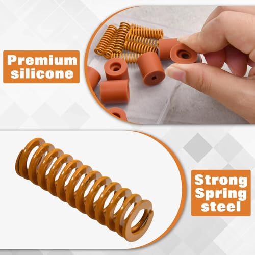 LEONTOOL 3D Printer Heatbed Leveling Parts, Silicone Column Solid Bed Mount 18mm 16mm 16 PCS Heat-Resistant Silicone Buffer & Spring Stable Hotbed Tool Compatible with Cr-10 Ender 3 Bottom Connect - Image 4