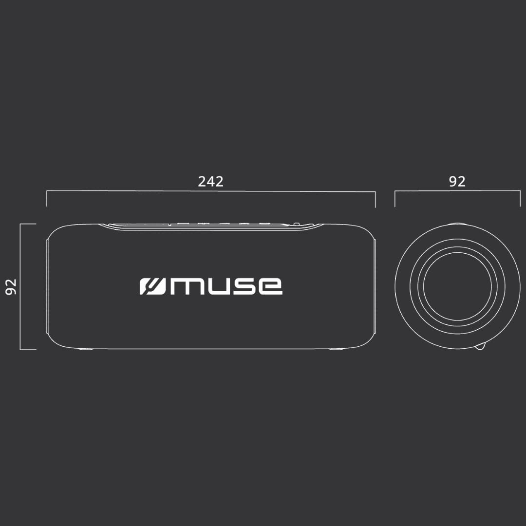 Muse M-70BTB. Altoparlante Bluetooth con luci a colori, supporta sapilcadure d'acqua. Potenza di uscita 20 W