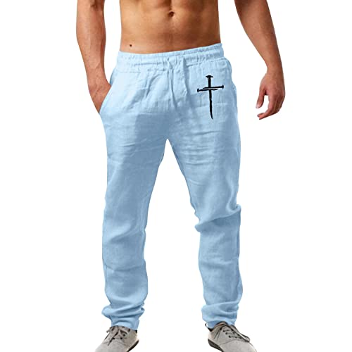 Pantalon en lin homme coupe large contre la chaleur estivale vêtement léger