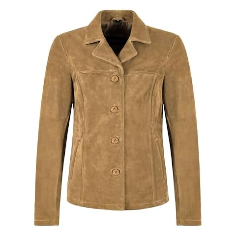 Women's Beige Suede Leather Classic Blazer Cover