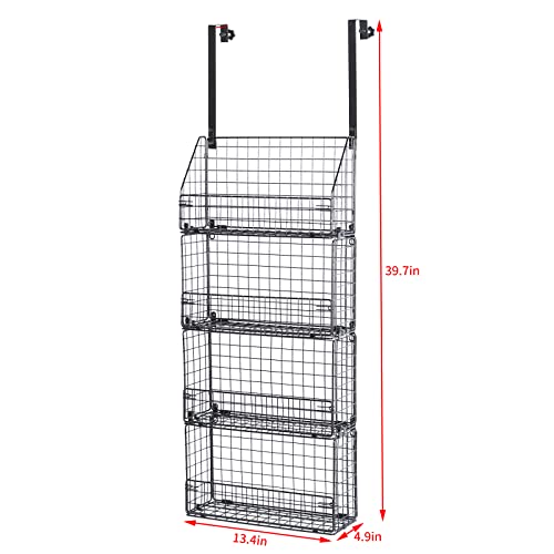 Aibohayi Over The Door Pantry Organizer 4-Tier Door Spice Rack For Wall Mount & Detachable Metal Cabinet Door Organizer Hanging Spice Rack Storage Baskets Behind Door Shelf For Kitchen And Bathroom #TOP6