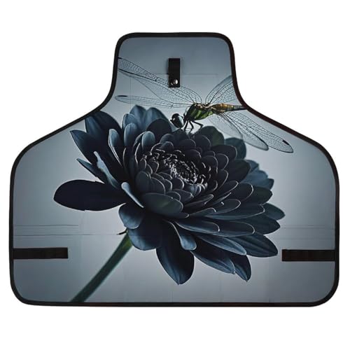 Delantal negro con flores y libélulas para taller