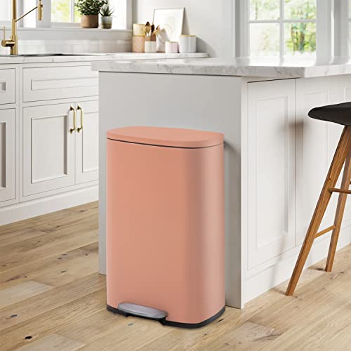 13 Gallon Stainless Steel Trash Can with Removable Bucket and Pedal Lid for Home and Office