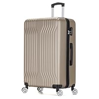 DK Luggage 28" Large Hard Shell Suitcase 4 Wheel Spinner ABS25 (Gold, 28" Large)