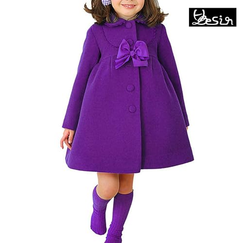 HBDesign Cute Imitation Wool Bowknot Girl Overcoat Dress Coat Outer Wear Winter2