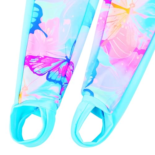 Image of TFJH E Girls Long Sleeve One Piece Swimsuit UPF 50+ Front Zipper Rash Guard Stirrup for Beach