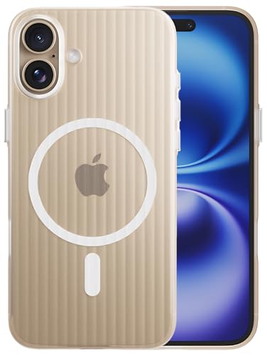 Image of Kapa Matte Magnetic Wave Grip Back Cover for Apple iPhone 16 | [MagSafe Compatible] Wireless Charging, Slim, Metal Buttons Frosted Back Case (White)