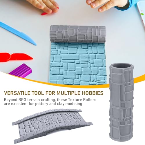 RPG Terrain Texture Roller – High-Definition Scene Detailing Tool for DND Terrain, Clay/Foam Carving Roller for ABS Polymer Clay Patterns, Creative Board Game Accessory Set - Thumbnail 2