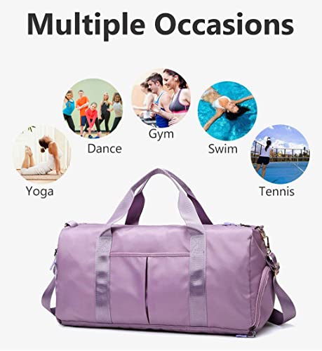 Sports Gym Bag Dance Bag Carry On Weekender Bag for Girls Teen Women, Waterproof Travel Duffle bag with Wet Pocket and Shoe Compartment (Bag + Enhanced Garment Rack, Beige)3