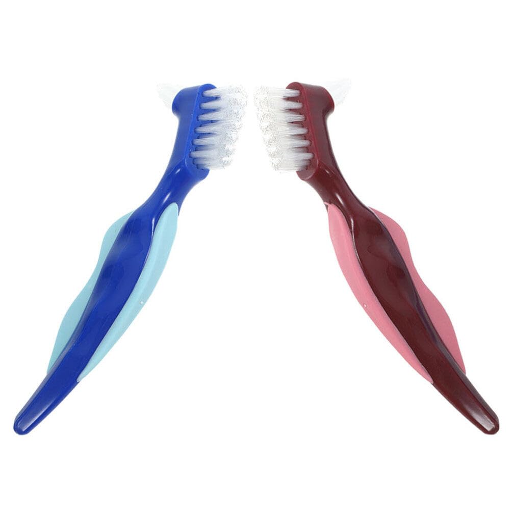 NOLITOY 2pcs Brush Soft Toothbrush for False Portable Travel Cleaning Brush Small Double Sided Toothbrush for Braces Care