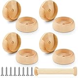 Yookeer 4 Pack Wooden Closet Pole Sockets 1-3/8' Closet Rod Holders Pole Holders for Wardrobe Hallway Bathroom Curtain Clothing Store(Wood Color)