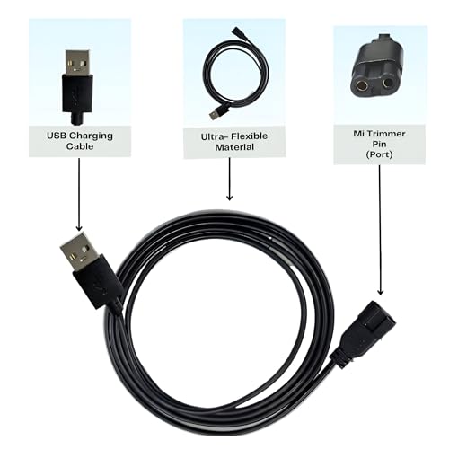 Image of Upix USB Mi Trimmer Charging Cable 1 Meter (3.2 Feet), Compatible Only for Mi Trimmer, Shavers, Body Groomers - (Please Match Cable Port before Ordering, Check Images) (Works with 5V USB Adapter)