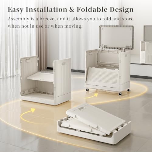 Image of HAIXIN HOME Rolling Laundry Hamper with Lid, 130L Large Capacity Clothes Hampers for Laundry, Plastic Collapsible Laundry Baskets with Wheels and Lid, Install-Free & Easy to Transport to Laundry Room