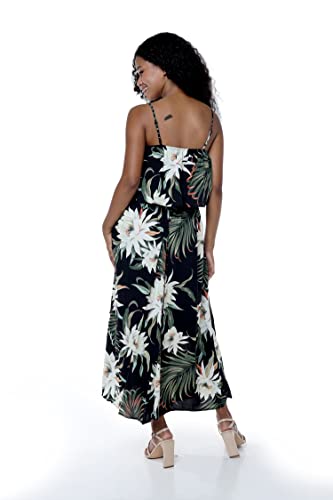 Image of Family Matching Hawaiian Clothes, Wispy Cereus Black | Lightweight 100% rayon • Family matching outfits • Tropical floral print • Beach vacations • Luaus • Cruises • Family photos