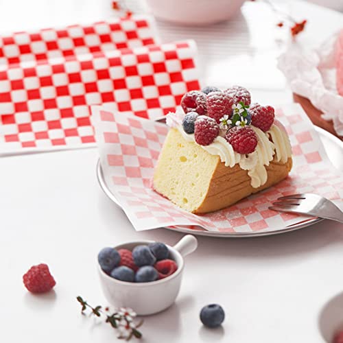 GeeRic Mother's Day Waxed Deli Paper Sheets for Food 12 * 12 Inch, 100 Pcs Food Basket Liners for Sandwiches,2026 Burgers Wrap Wax Paper Sheets Gingham Pattern Red